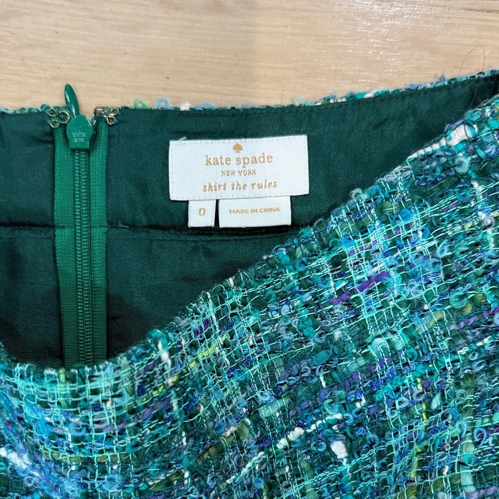 Kate Spade Tweed Pencil Skirt - Green Purple and White - Picture 3 of 7